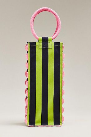 Maeve Ruffle Canvas Wine Tote Bag