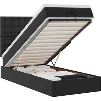 vidaXL Cama Otomana Colch&oacute;n Cuero Sint&eacute;tico Negra 90x190 Cm Vidaxl