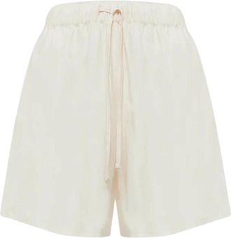 Laneus Shorts van Linnen en Viscose - Dames - Korte Broeken - Beige - XS - Linnen - Korte Broeken