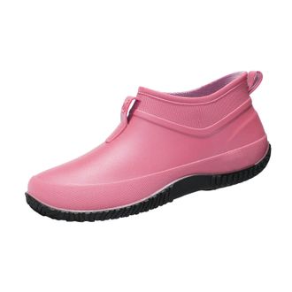 Generic Mens Deck Rain Shoes Waterproof Rain Boots Slip-On Low Top Lightweight Walking Sneakers Mud Garden Shoes for Gardening Farming (Pink, 7.5)
