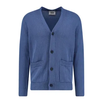 Alpha Studio Cotton Cardigan - male - Alpha Studio - Cardigans - Blue - 2XL - Knitwear