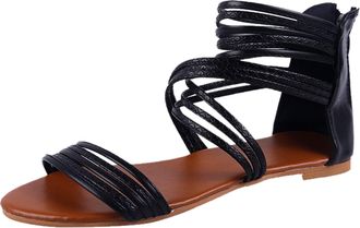 Generic Cocila Ladies Wide Fit Sandals WomenS Open Zipper Breathable Beach Fashion Summer Toe Serpentine (Black, 5) White Women For Gold Heels Silver Wedges S