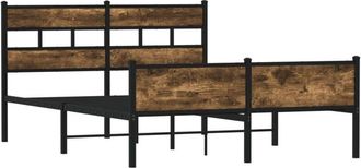 vidaXL Bed Frame without Mattress Smoked Oak 137x190 cm Engineered Wood Vidaxl