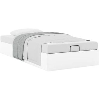 vidaXL Ottoman Bed Frame without Mattress White Single Faux Leather vidaXL