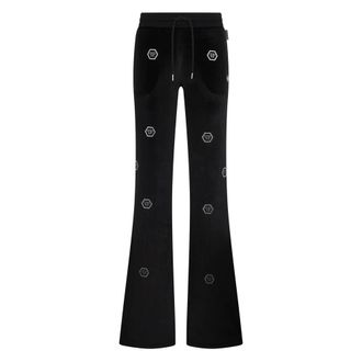 Philipp Plein Chenille Jogging Pants Mini Monogram Strass - Dames - Sweatpants - Zwart - XS - Broeken