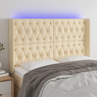 vidaXL Cabecero Con Led De Tela Color Crema 163x16x118/128 Cm Vidaxl