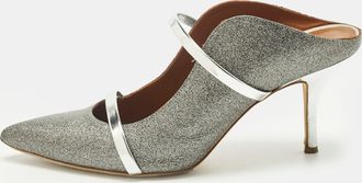 Malone Souliers Metallic Silver Glitter And Leather Maureen Sandals
