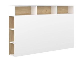 Vente-Unique Headboard With Storage - 160 Cm - White & Oak - NASTIA | Size: Double