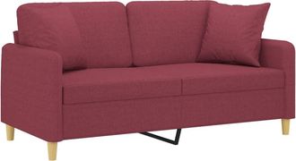 vidaXL Sof&aacute; De 2 Plazas Con Cojines Tela Rojo Tinto 140 Cm Vidaxl