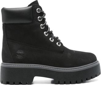 Timberland Zwarte Su&egrave;de Enkellaarsjes met Veters - Dames - Veterlaarzen - Zwart - 38 1/2 EU - Su&egrave;de - Schoenen
