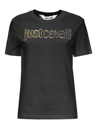 Just Cavalli T-shirt met verfraaid logo - Zwart