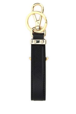 Prada Womens Black Leather Key Ring Nero Acciaio-Vitello Portachiavi Keychains