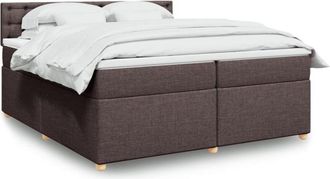 vidaXL Vidaxl - Cama Box Spring Con Colch&oacute;n Tela Marr&oacute;n Oscuro 200x200 Cm