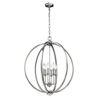 Netlighting Corinne 6 Light Spherical Ceiling Pendant Polished Nickel E14