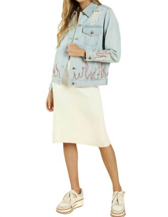 Honey Punch Some Like It Hot Distressed Jacket In Denim