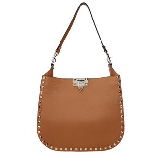 Valentino Garavani Damens Rockstud Umh&auml;ngetasche Braun/Mandelleder