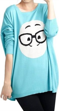 Angel Geek Chic Emoji Pullover In Turquoise