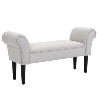 HOMCOM Panca Fondo Letto Di Design Imbottita Con Braccioli Arrotolati, Grigio - Homcom