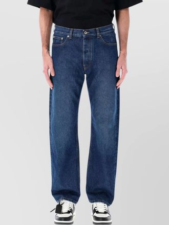 Off-white denim straight-leg jeans