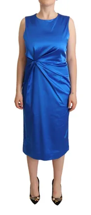 P.A.R.O.S.H. P. A.R. O.S. H. Acetate Sleeveless Pleated Midi Sheath Womens Dress