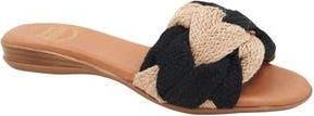 Andr&eacute; Assous Nahala Slide Sandal in Black/Natural at Nordstrom Rack, Size 10