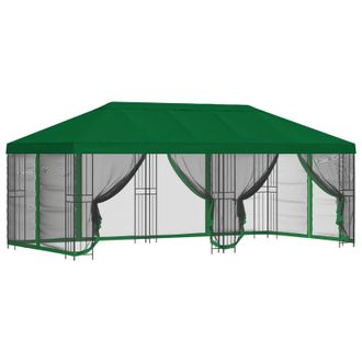 vidaXL Gazebo Con Paredes Laterales 6 X 3 M Verde Poli&eacute;ster Y Acero Vidaxl