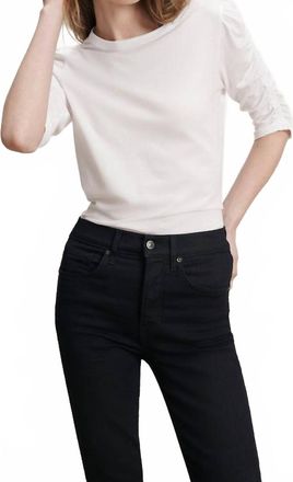 Veronica Beard Waldorf Ruched-Sleeve T-Shirt In White