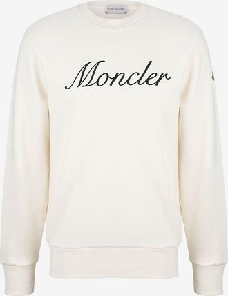 Moncler Rundhals-Sweatshirt mit Logostickerei Script
