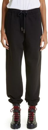Moncler Logo Cotton Fleece Joggers in Black at Nordstrom, Size Small