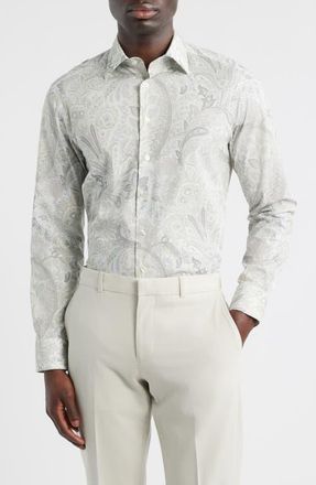 Etro Roma Stretch Cotton Dress Shirt in Stampa F.do Bianco at Nordstrom, Size 41 - R