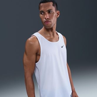 Nike Mens Swim Tank Top Top in White | NESSF515-100