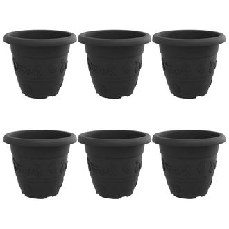 vidaXL Maceta Redonda Para Flores 6 Pcs Negro &Oslash; 39 X 32 Cm Pl&aacute;stico Vidaxl
