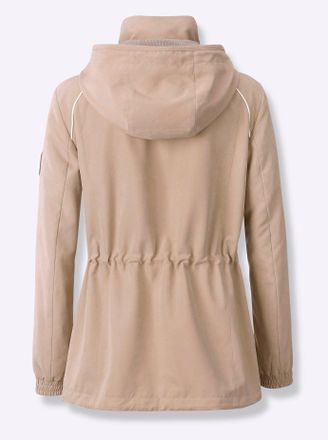 Casual Looks Langjacke CASUAL LOOKS, Damen, Gr. 21, beige, 89% Polyester, 11% Polyamid, Besatz:100% Polyester, Kapuzenfutter:100% Polyester, unifarben, Jacken Lang