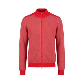 Malo Tweekleurig gebreid vest - Heren - Truien - Rood - Maat: L Katoen