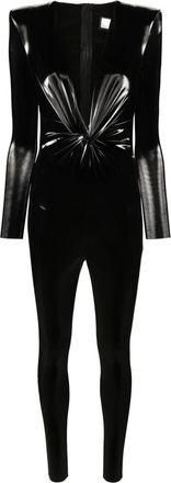 Nissa V-neck high-shine jumpsuit - women - Polyester/Spandex/Elastane - 36 - Black