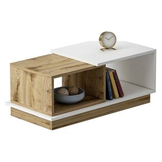 Dmora Mesa De Centro Ruino, 2 Compartimentos, Forma Rectangular, Color Marr&oacute;n, 90x45x36h Cm Roble Nodo