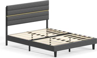 Vasagle Marco de cama matrimonial de metal de 160 x 200 cm de color gris