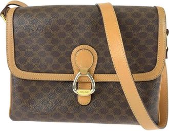 Celine Celine Brown Coated/Waterproof Canvas Macadam Shoulder Bag (Authentic Pre- Loved)