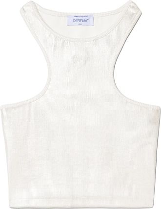 Off-white Top corto a coste - Bianco