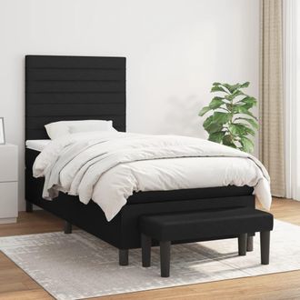 vidaXL Cama Box Spring Con Colch&oacute;n Tela Negro 80x200 Cm Vidaxl