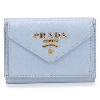 Prada Blue Leather Wallet (Tri-Fold) (Pre-Owned)