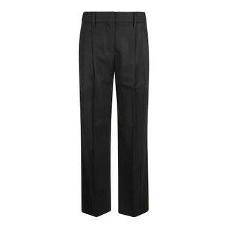 Brunello Cucinelli Brunello Cucinelli, Wide Trousers, female, Black, Size: 2XS Monili Detail Wide-Leg Trousers