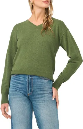 Vince Camuto V-Neck Sweater in Bright Fern at Nordstrom, Size Xx-Large