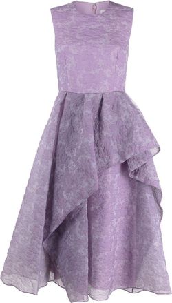 Erdem tiered floral organza cloqu&eacute; dress - women - Cotton/Polyamide/Acetate/Polyester/Silk - 16 - Purple