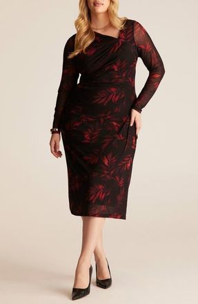 Estelle Noa Mesh Sleeve Midi Dress in Inferno at Nordstrom, Size 20W