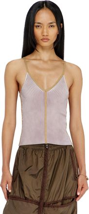 Diesel Rib-knit cami top with contrast bands - T-Shirts - Woman - Violet