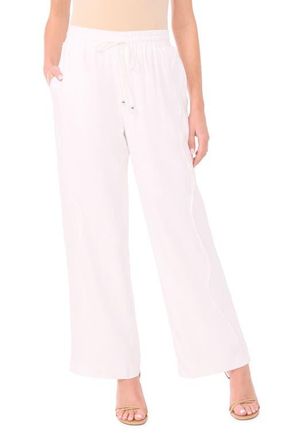 CeCe by Cynthia Steffe Drawstring Linen Blend Pants in Ultra White at Nordstrom, Size Xx-Large
