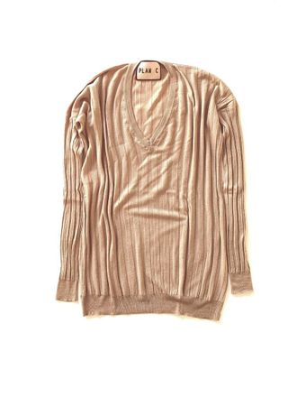 Plan C Nude Merino Wool Ribbed Cricket Jumper Size XS