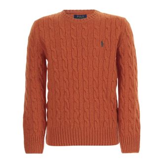 Polo Ralph Lauren Wool and Cashmere Cable-Knit Jumper - male - Polo Ralph Lauren - Round-neck Knitwear - Orange - M - Knitwear