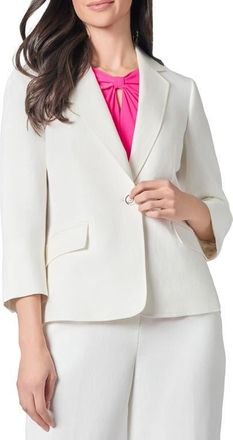 Kasper Linen Blend One-Button Blazer in Lily White at Nordstrom, Size 12